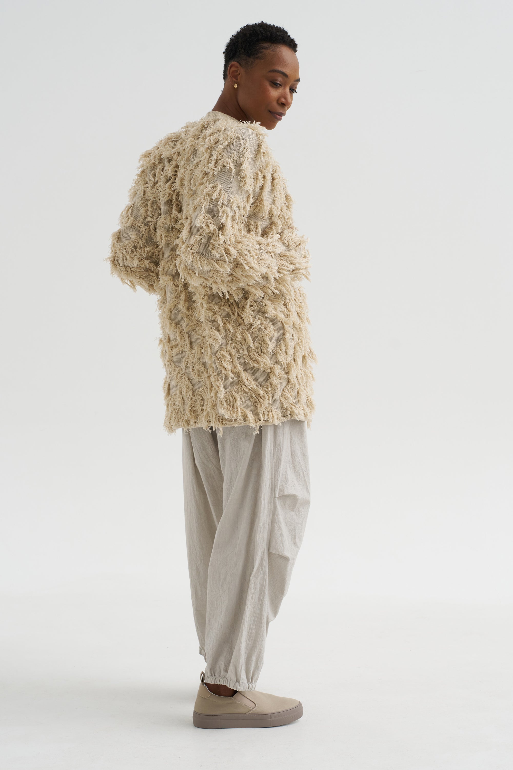 Tufted Cardigan, Flax