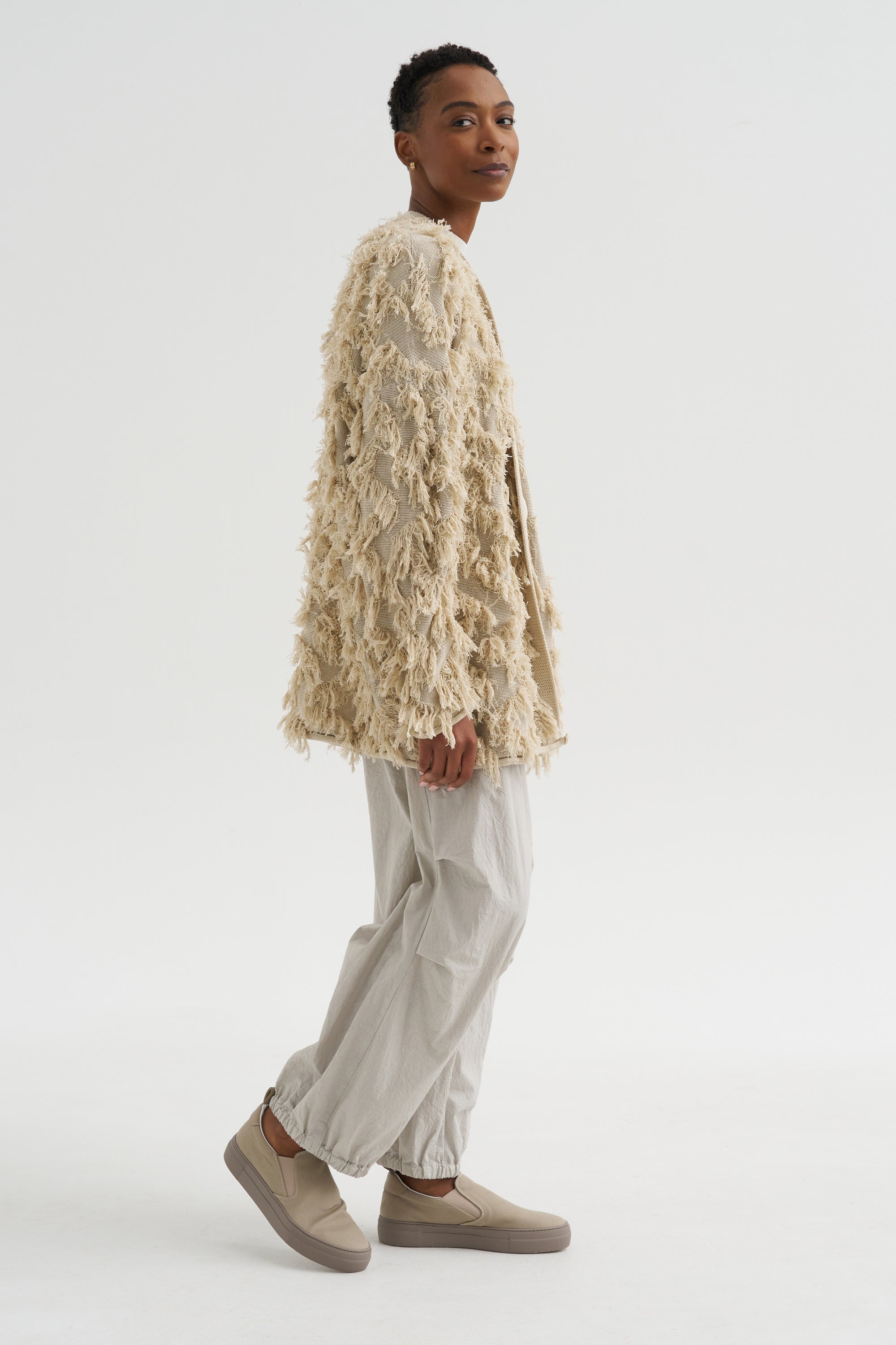 Tufted Cardigan, Flax