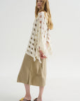 Handwoven Grid Poncho, White