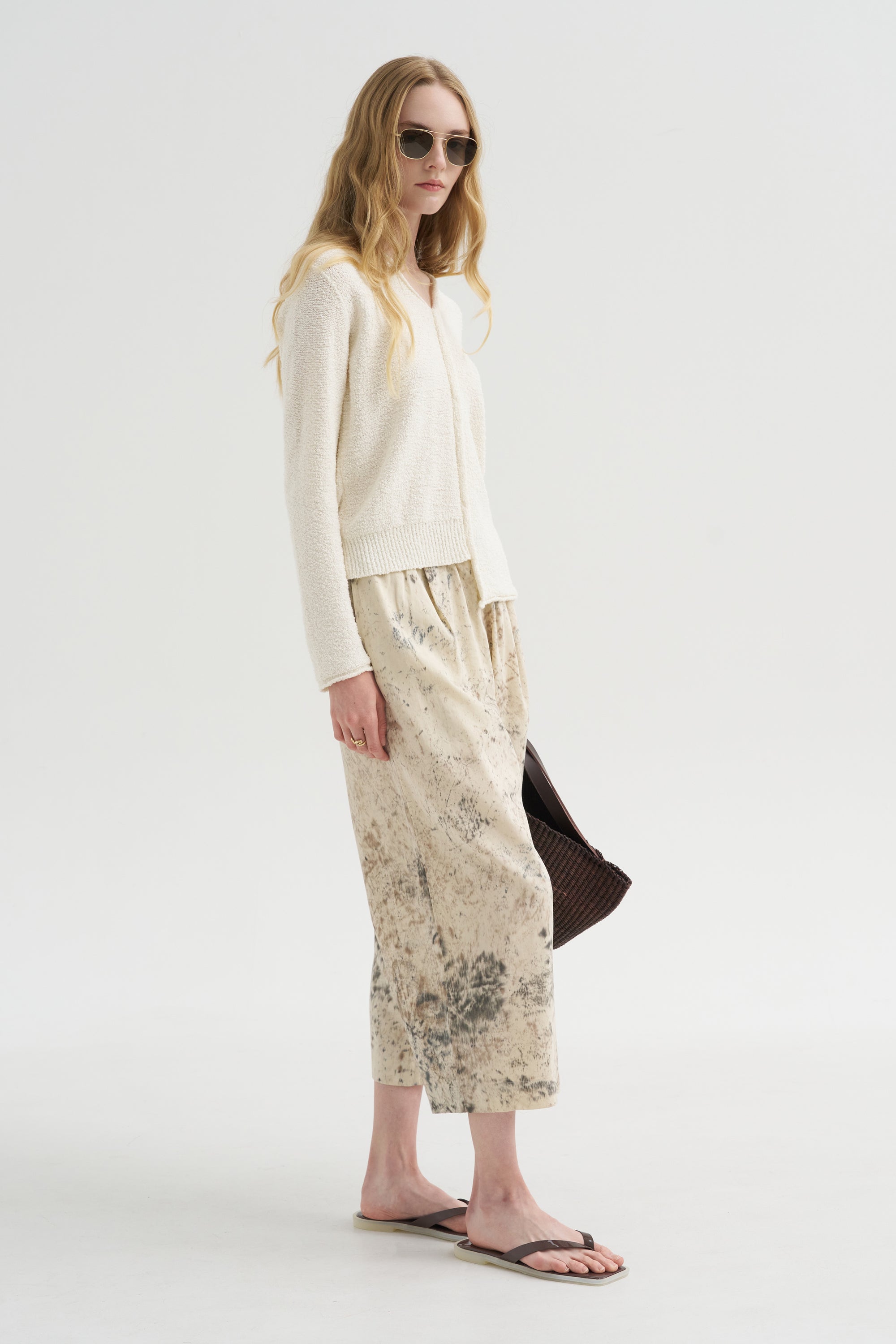Boucle V Neck, White