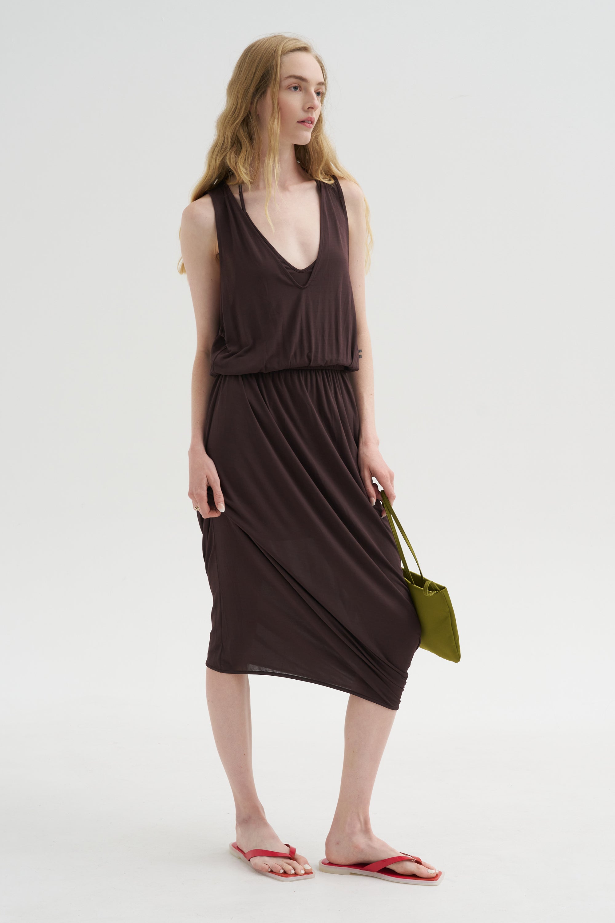 Double Layer Drape Dress, Fig