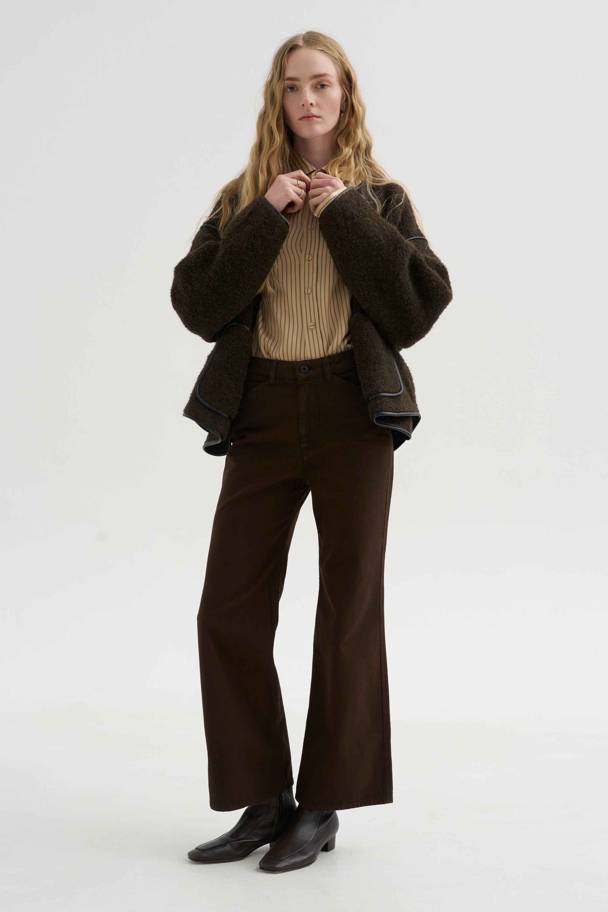 Flared Five-Pocket Pants, Ristretto