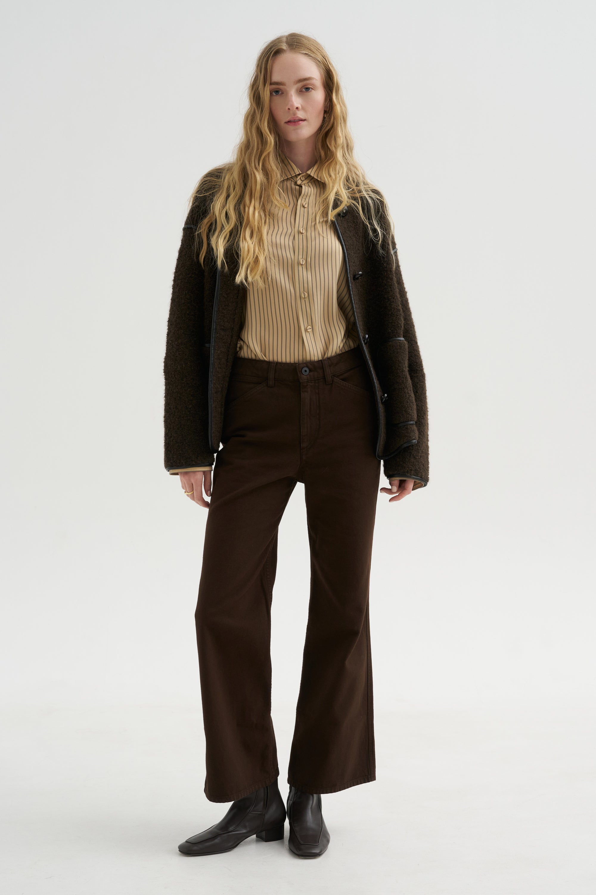 Flared Five-Pocket Pants, Ristretto