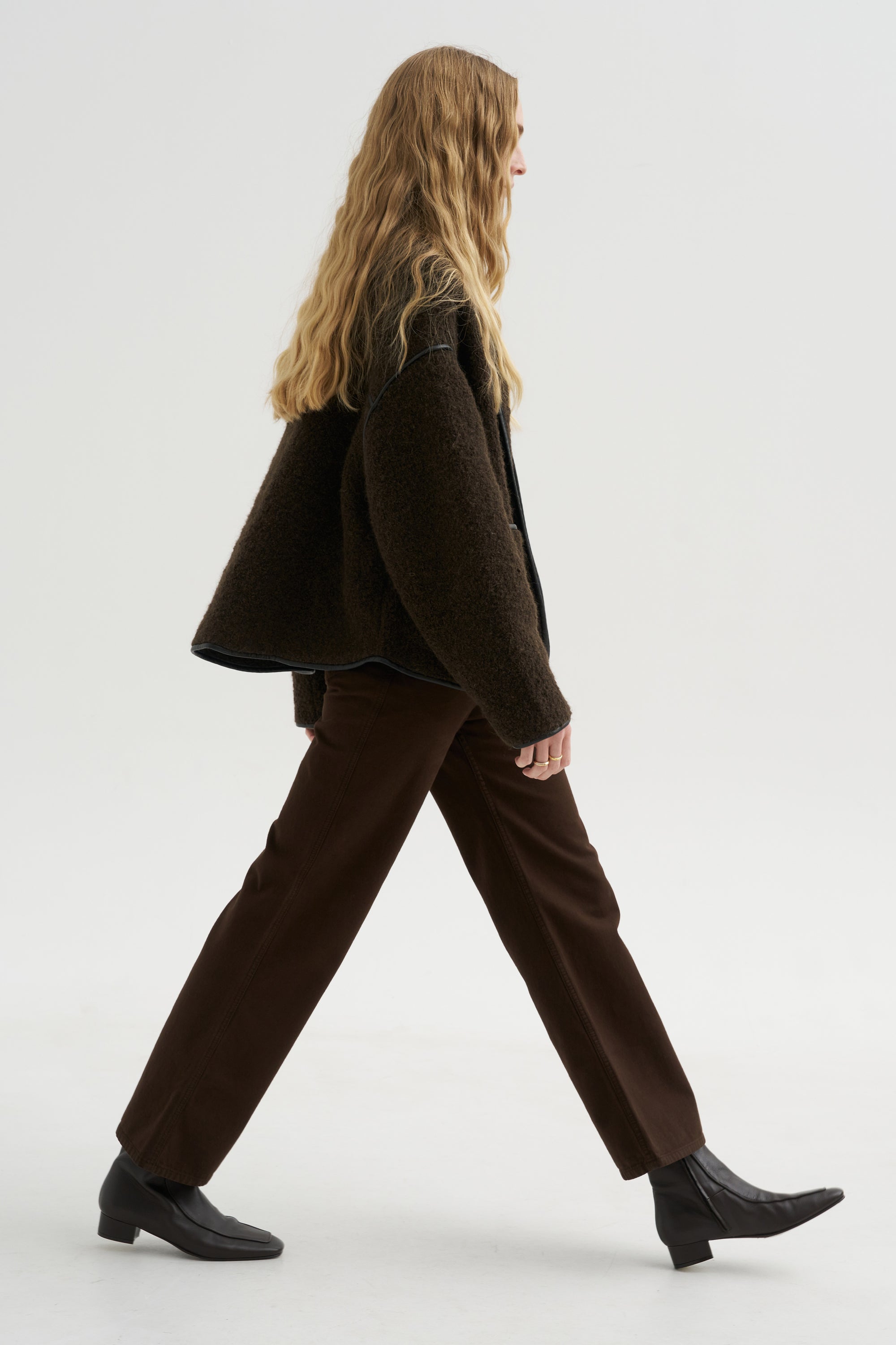 Flared Five-Pocket Pants, Ristretto