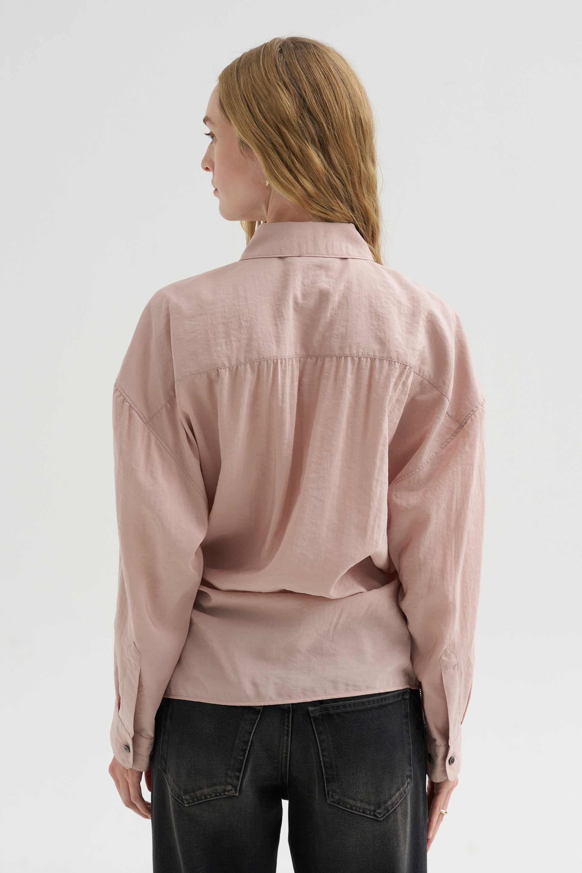 Straight Collar Twisted Shirt, Orchid
