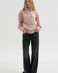 Straight Collar Twisted Shirt, Orchid