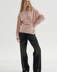 Straight Collar Twisted Shirt, Orchid