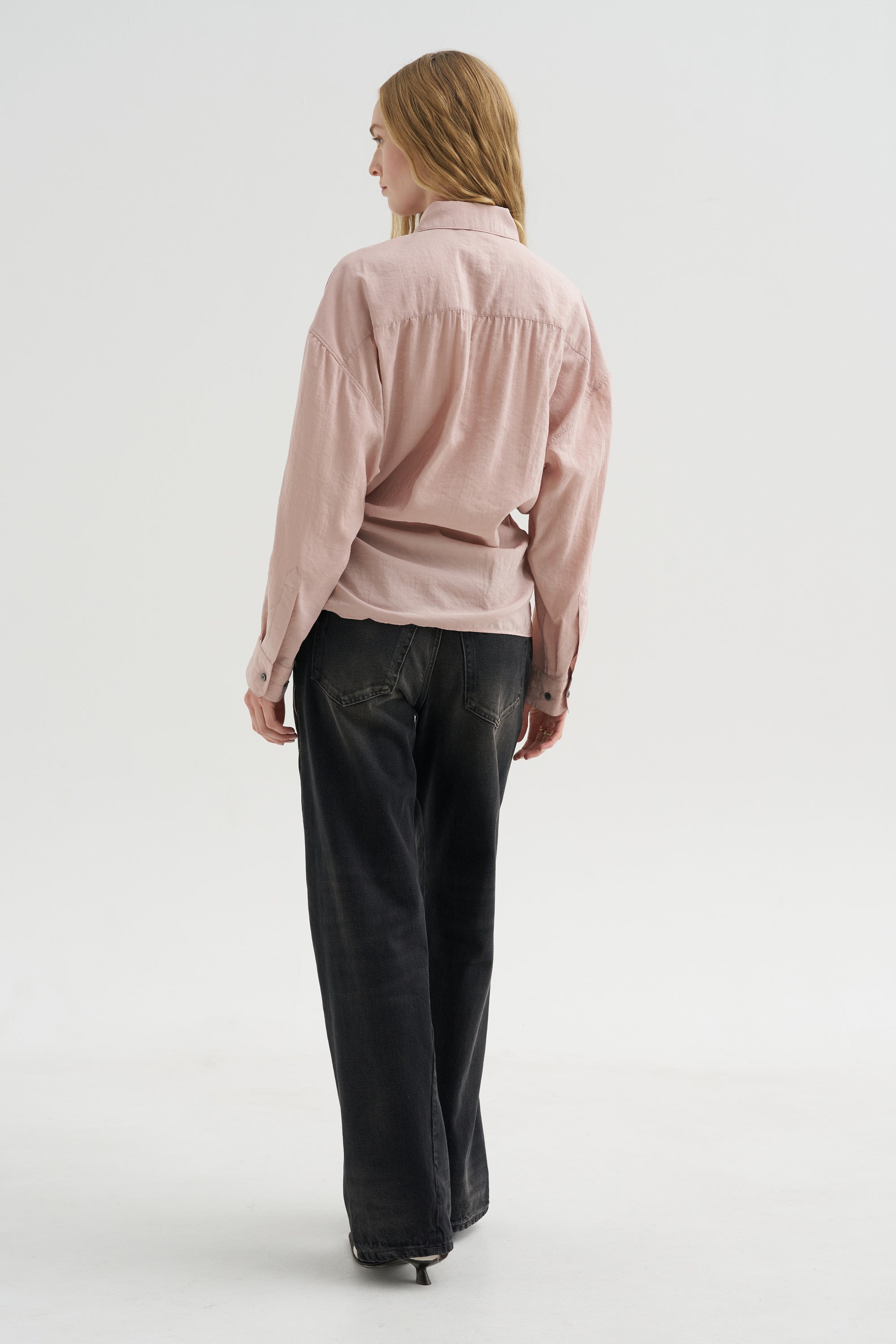 Straight Collar Twisted Shirt, Orchid