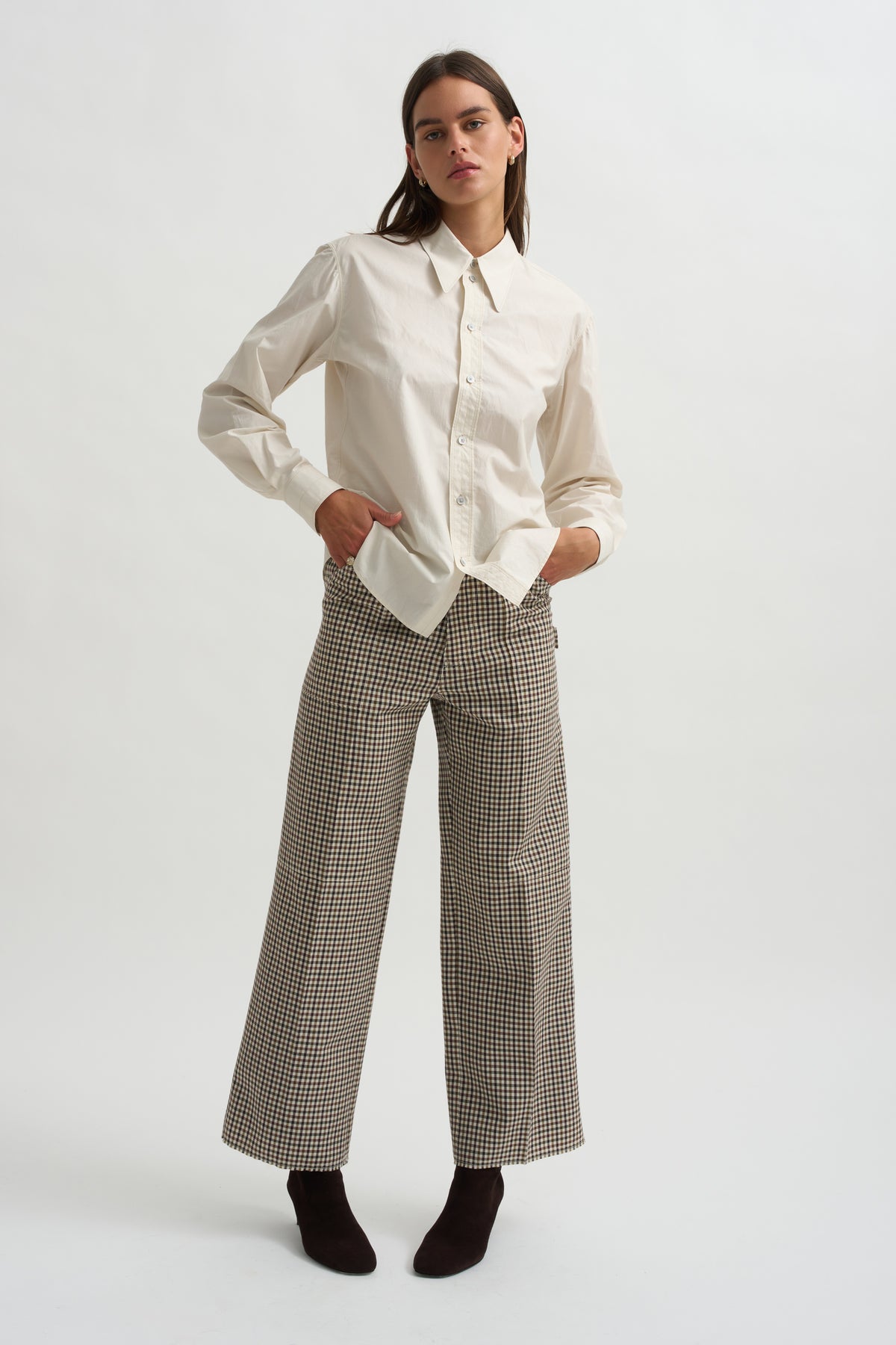 Pointed Collar Shirt, Light Cream