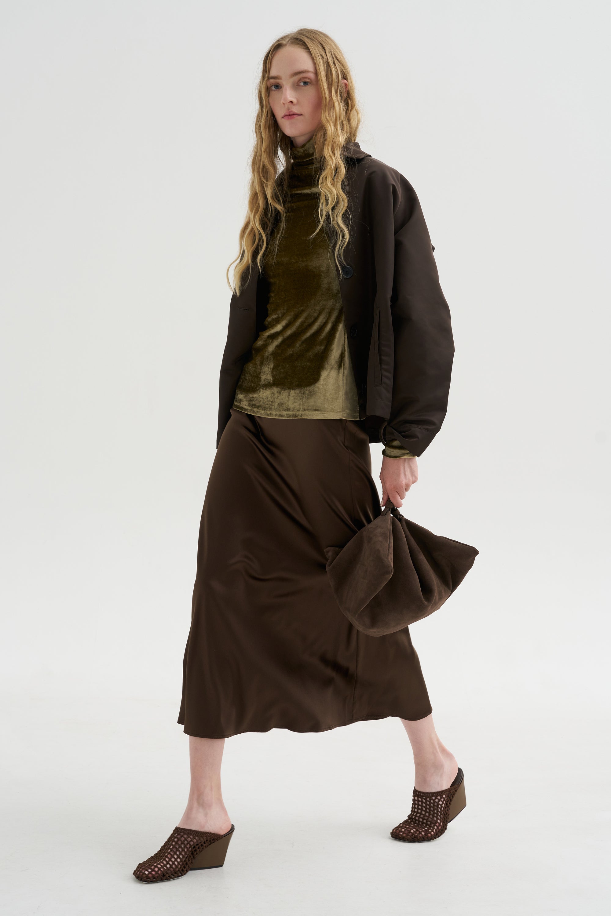 Fitted Stand-Collar Top, Brass