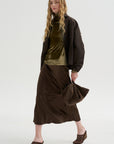 Fitted Stand-Collar Top, Brass