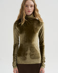 Fitted Stand-Collar Top, Brass
