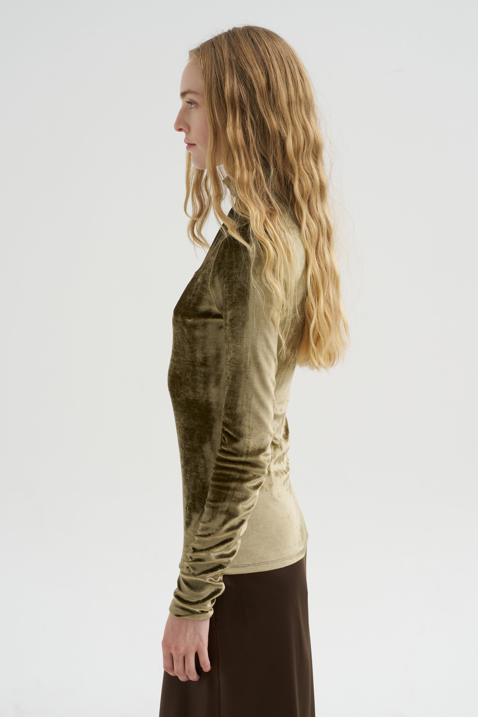 Fitted Stand-Collar Top, Brass