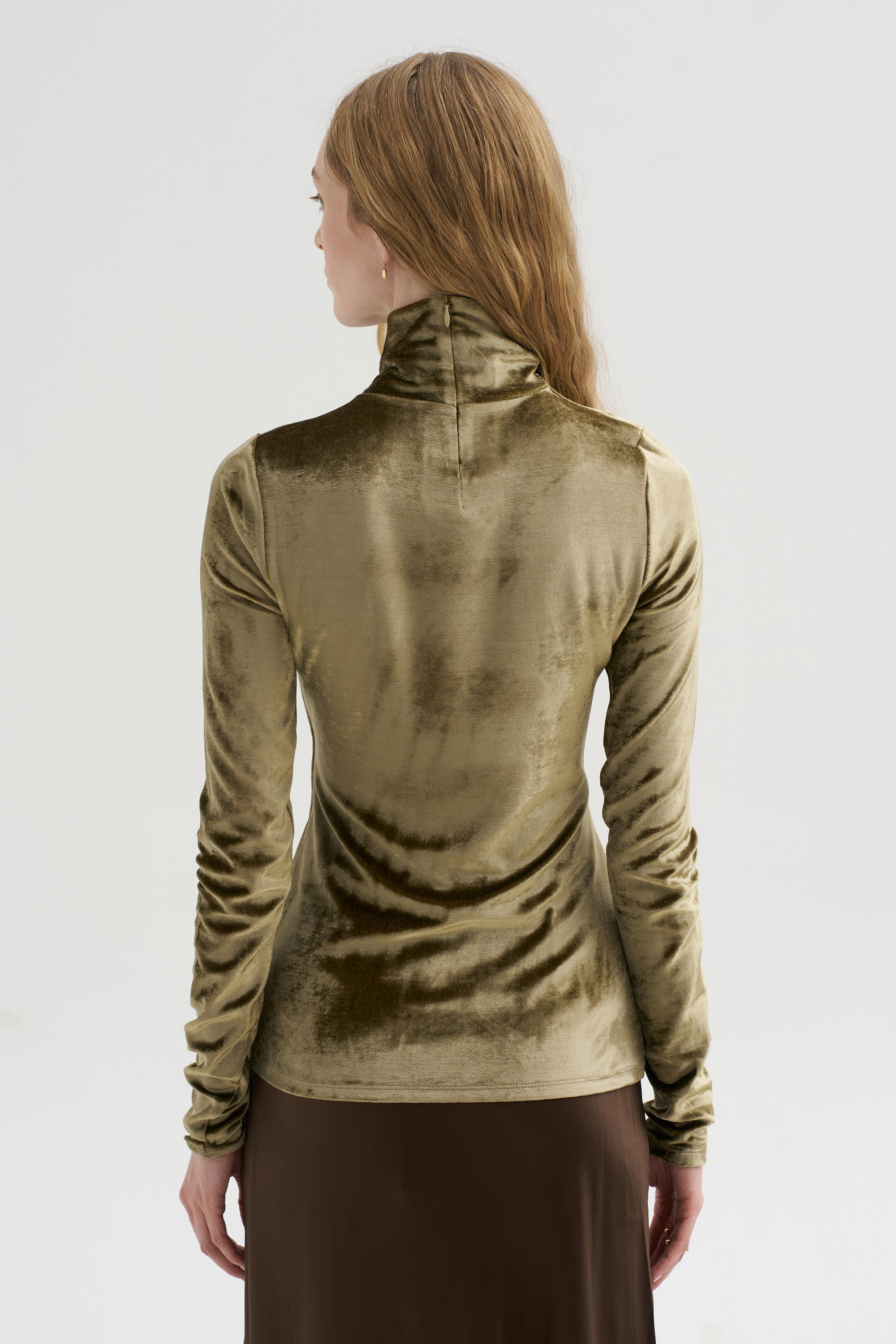 Fitted Stand-Collar Top, Brass