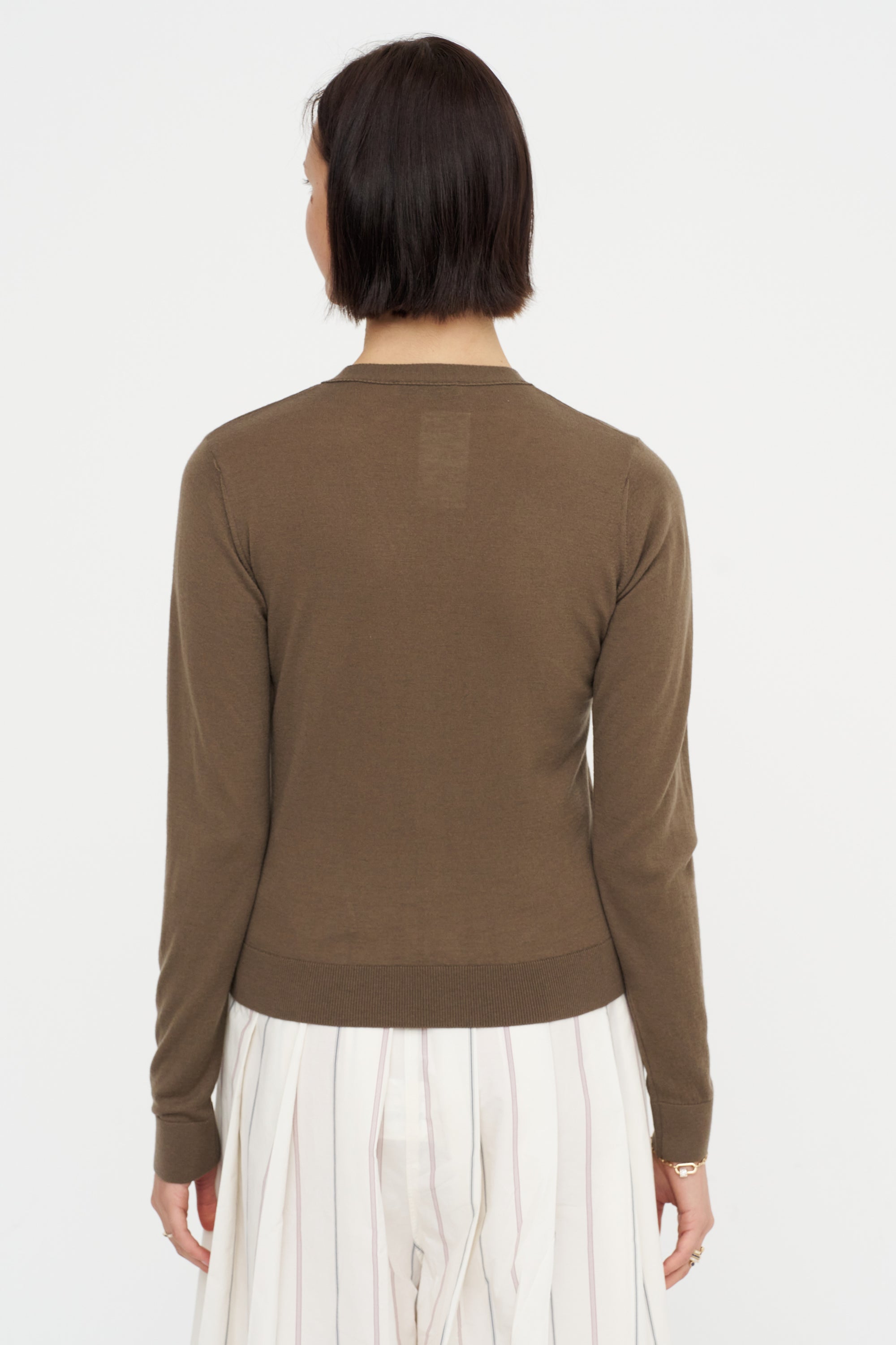 V-Neck Buttoned Cardigan, Mushroom