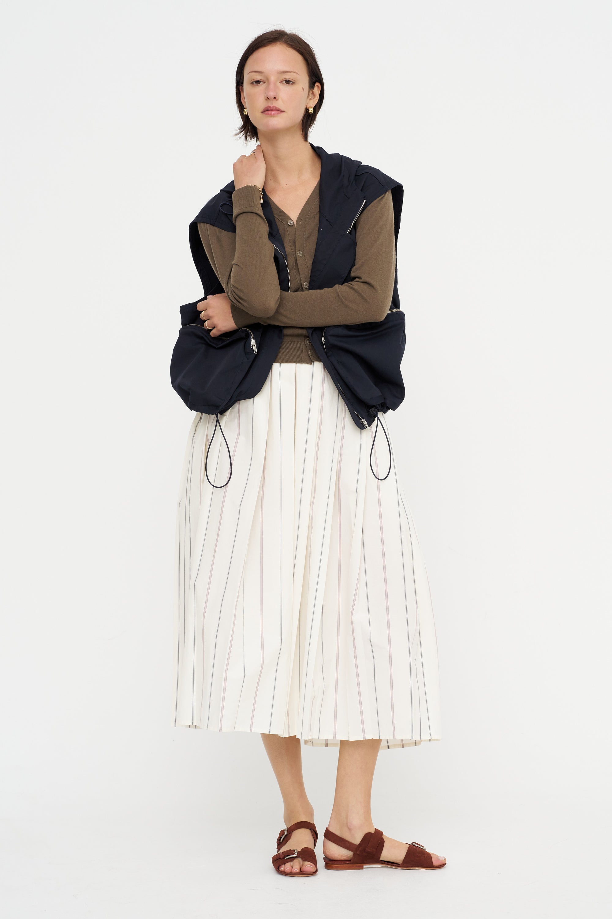 V-Neck Buttoned Cardigan, Mushroom