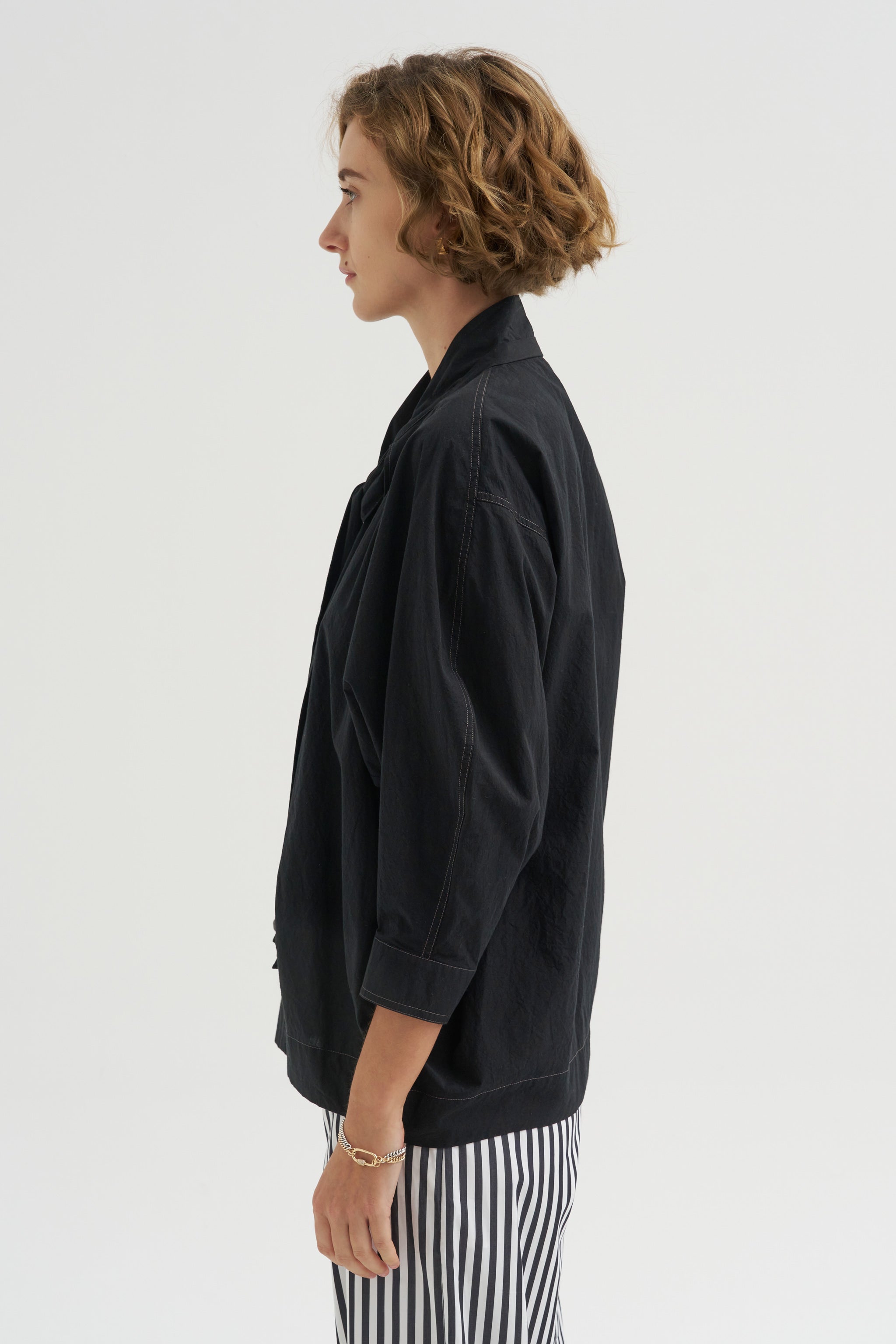 Blouse With Scarf, Black – Kick Pleat