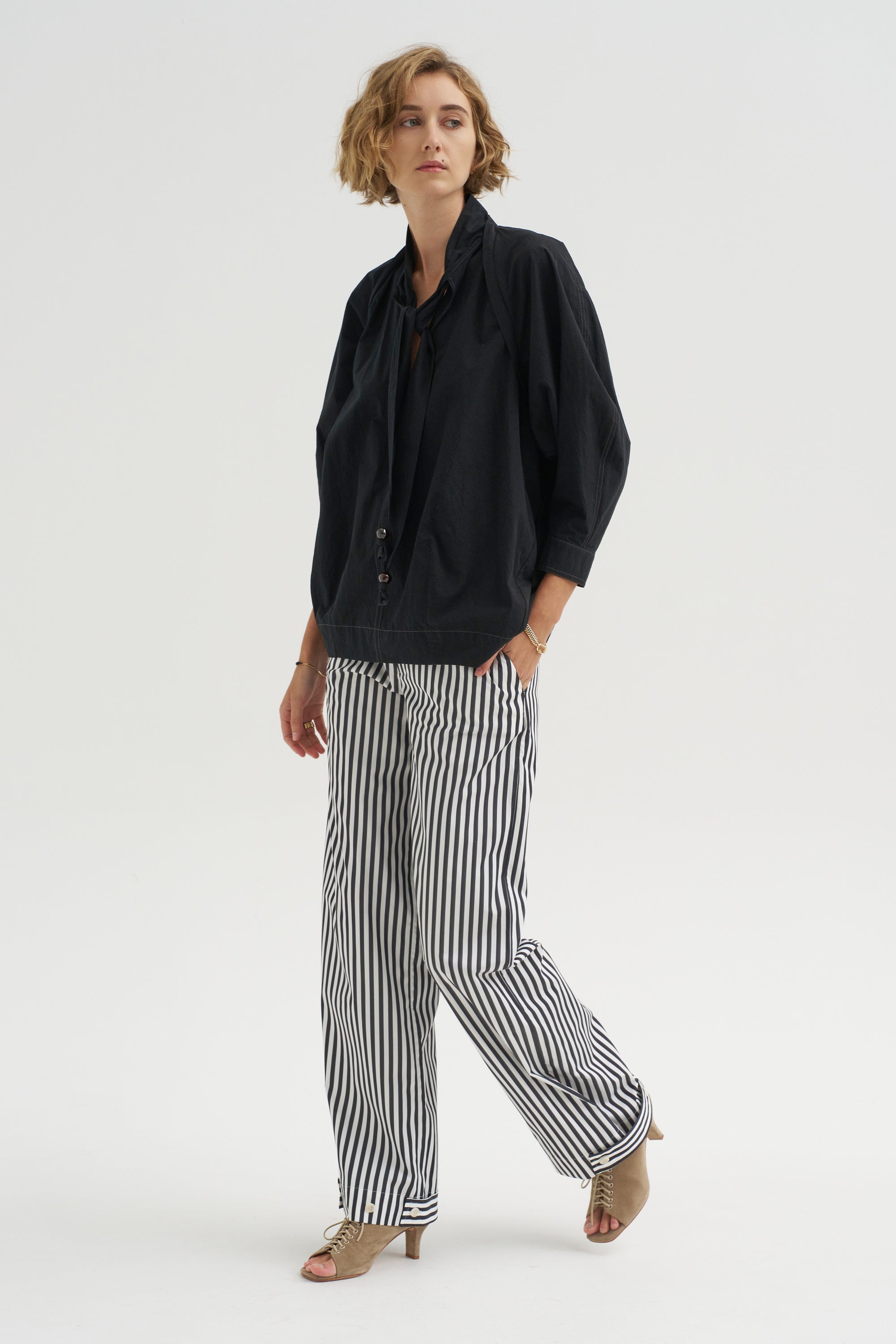 Blouse With Scarf, Black