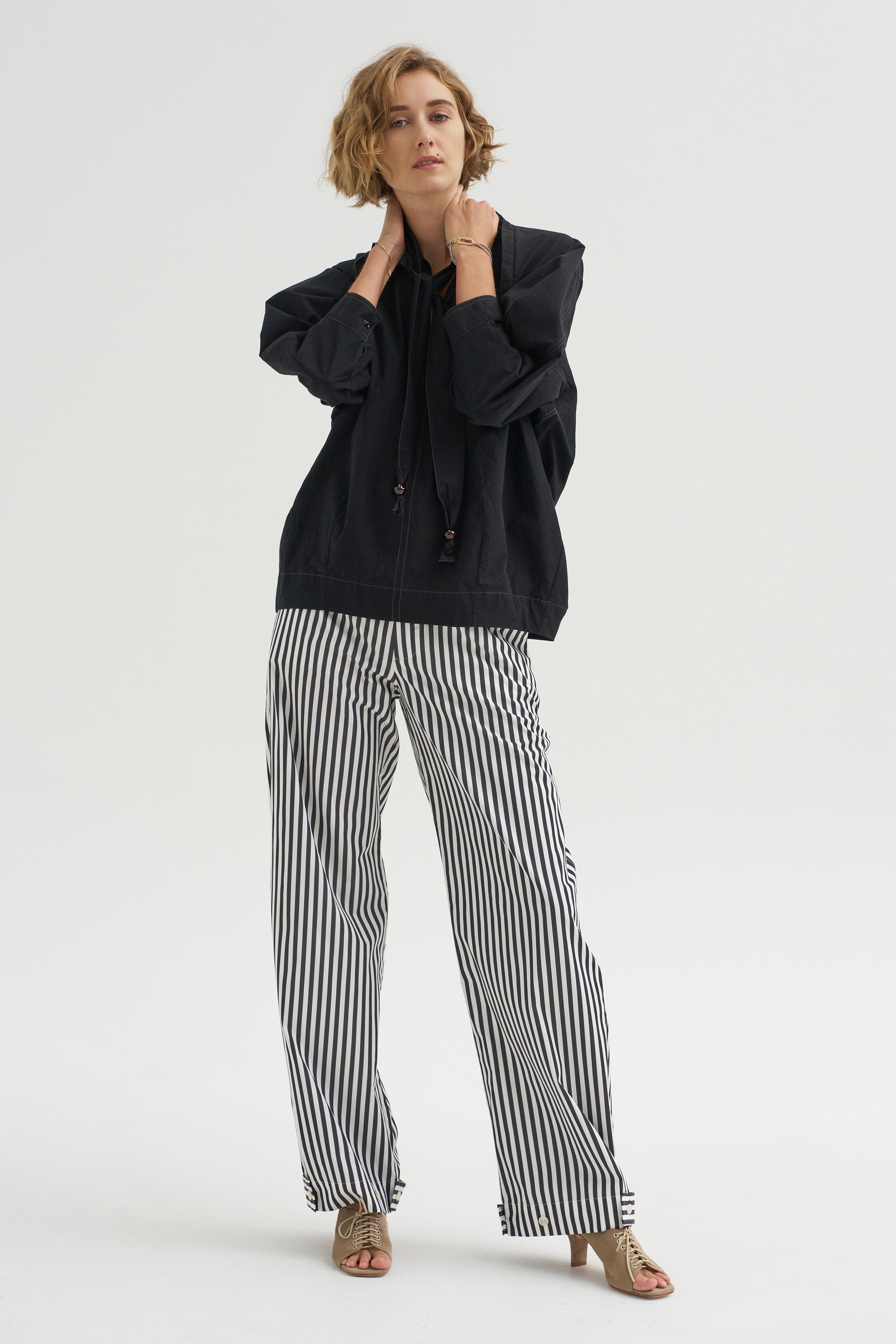 Blouse With Scarf, Black