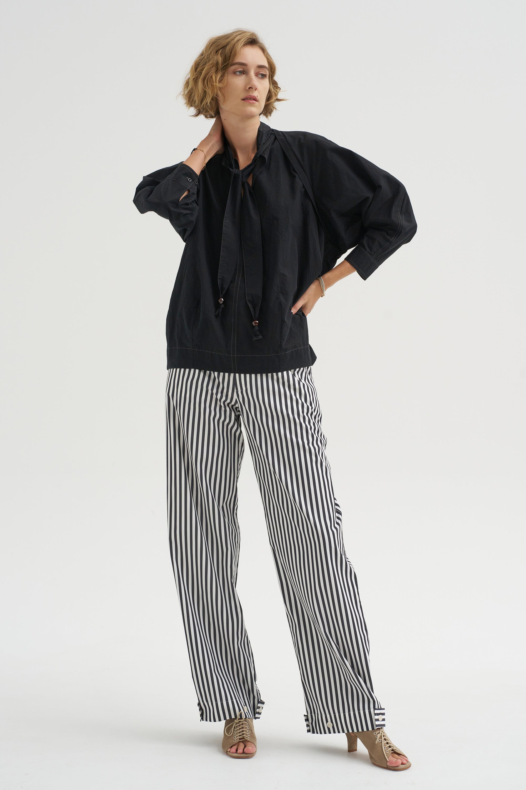 Blouse With Scarf, Black