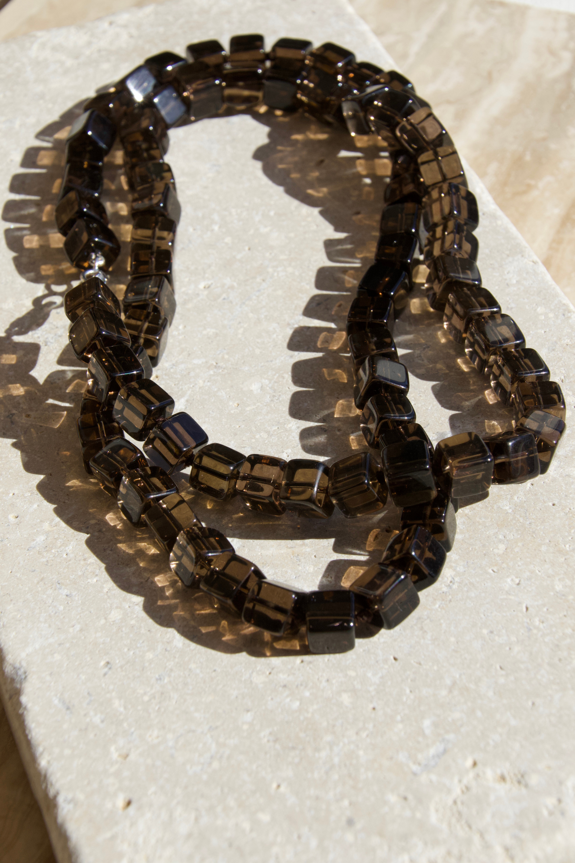 Tina Cube Necklace, Smoky Quartz