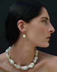 Extra Large White Baroque Pearl, Yellow Gold