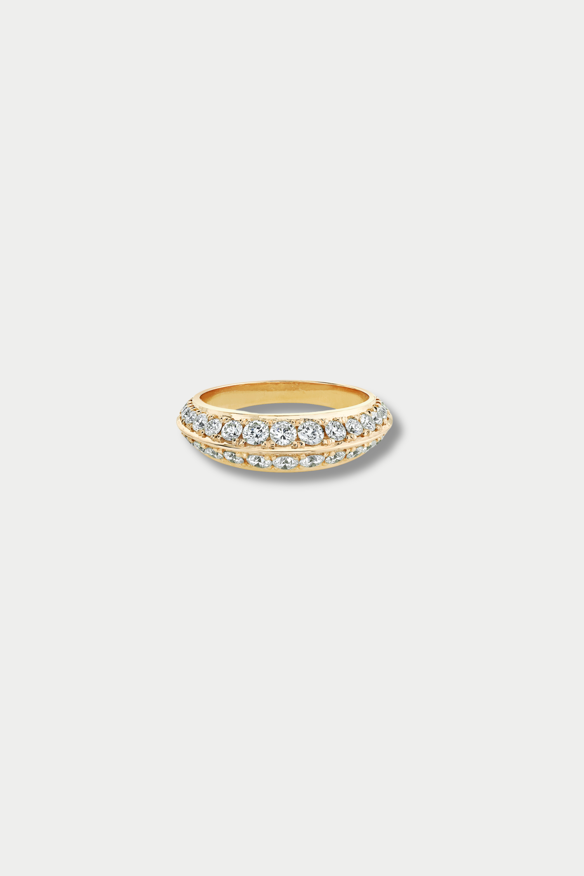 Double-Sided Pavé Crescent Ring, Yellow Gold