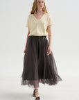 Merino Bow Knit Top, Ivory & Black