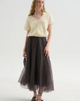 Merino Bow Knit Top, Ivory & Black