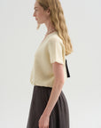 Merino Bow Knit Top, Ivory & Black