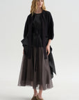 Cashmere Merino Bow Sweater, Black