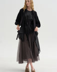 Cashmere Merino Bow Sweater, Black