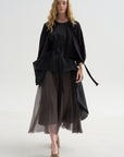 Cashmere Merino Bow Sweater, Black