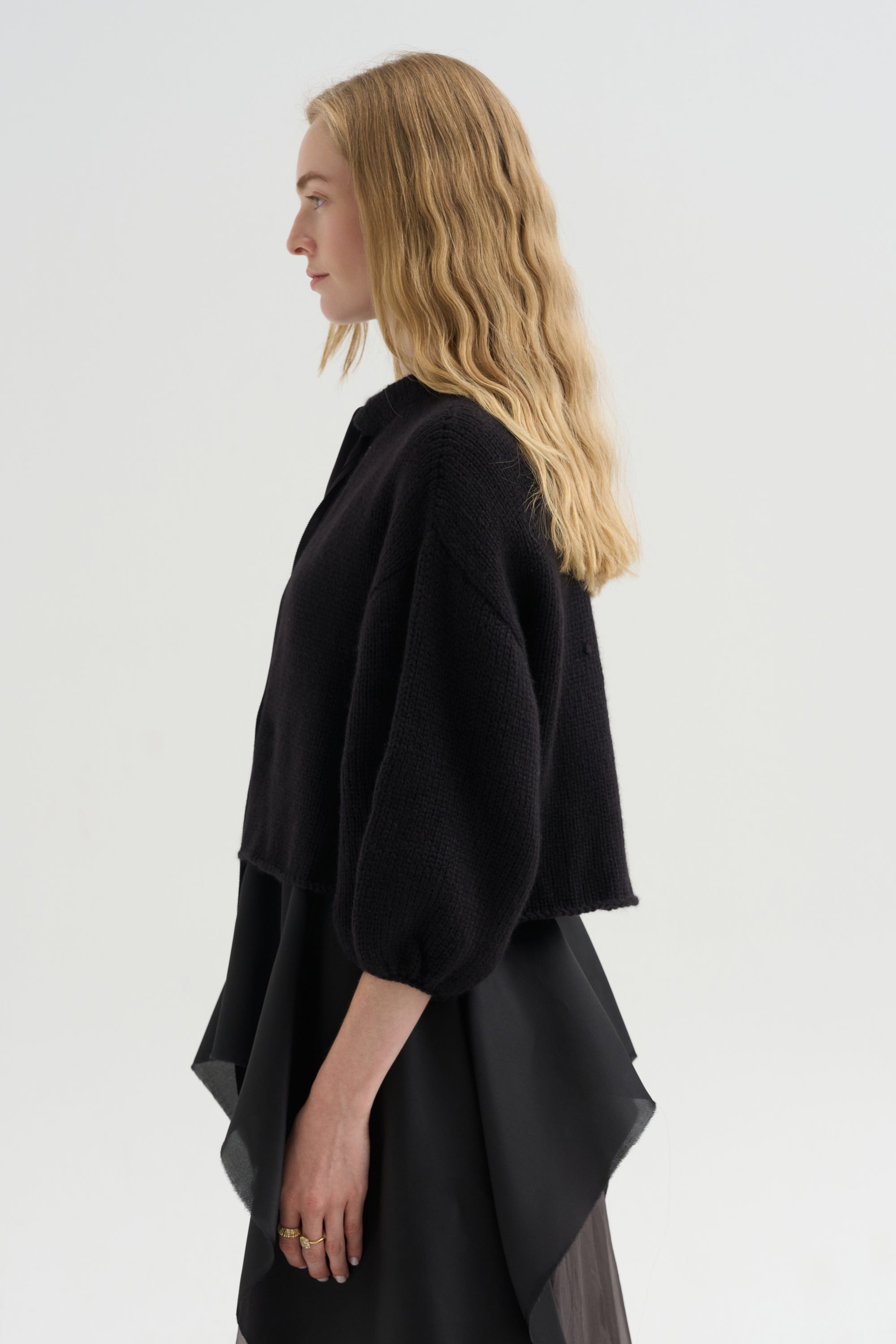 Cashmere Merino Bow Sweater, Black