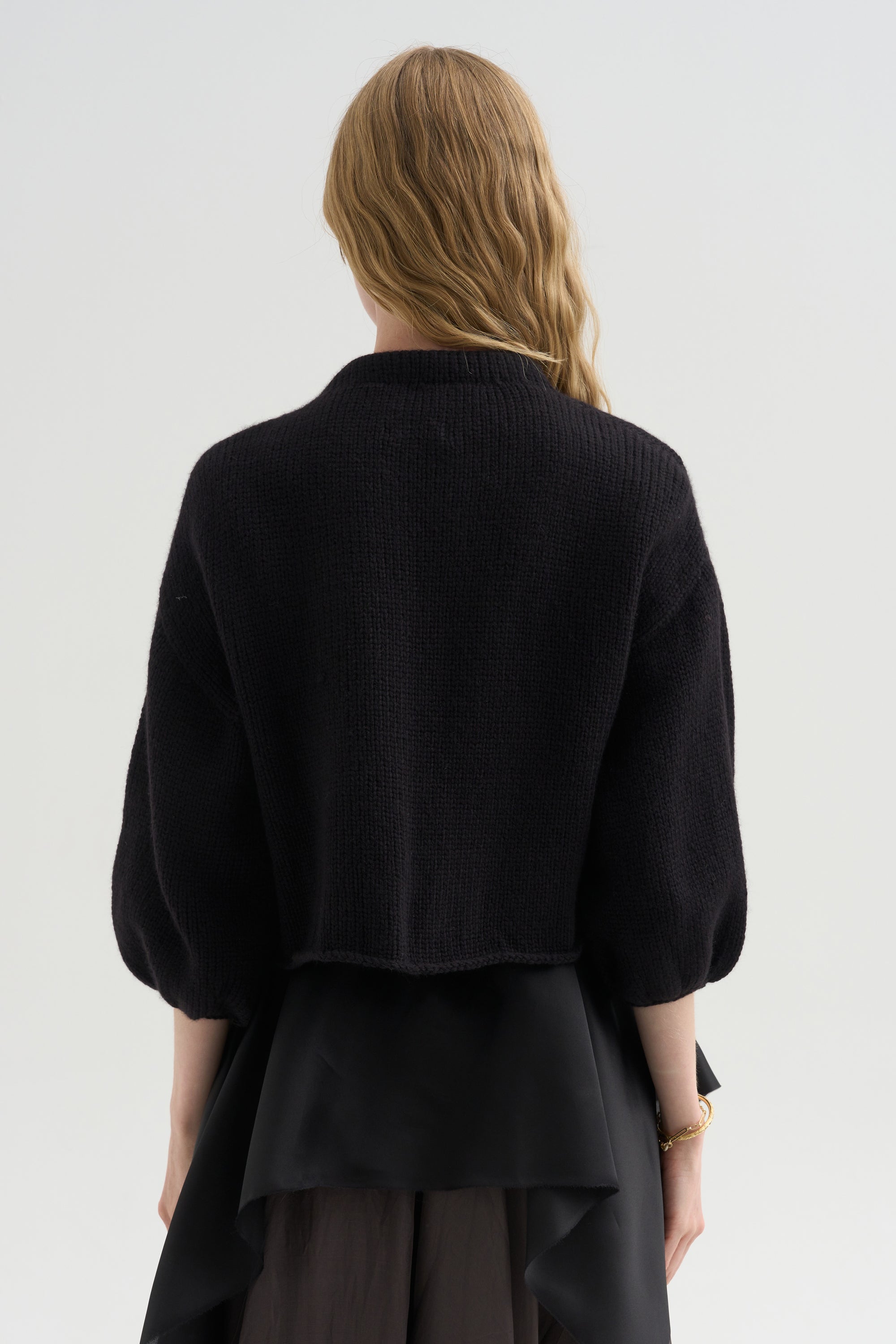 Cashmere Merino Bow Sweater, Black