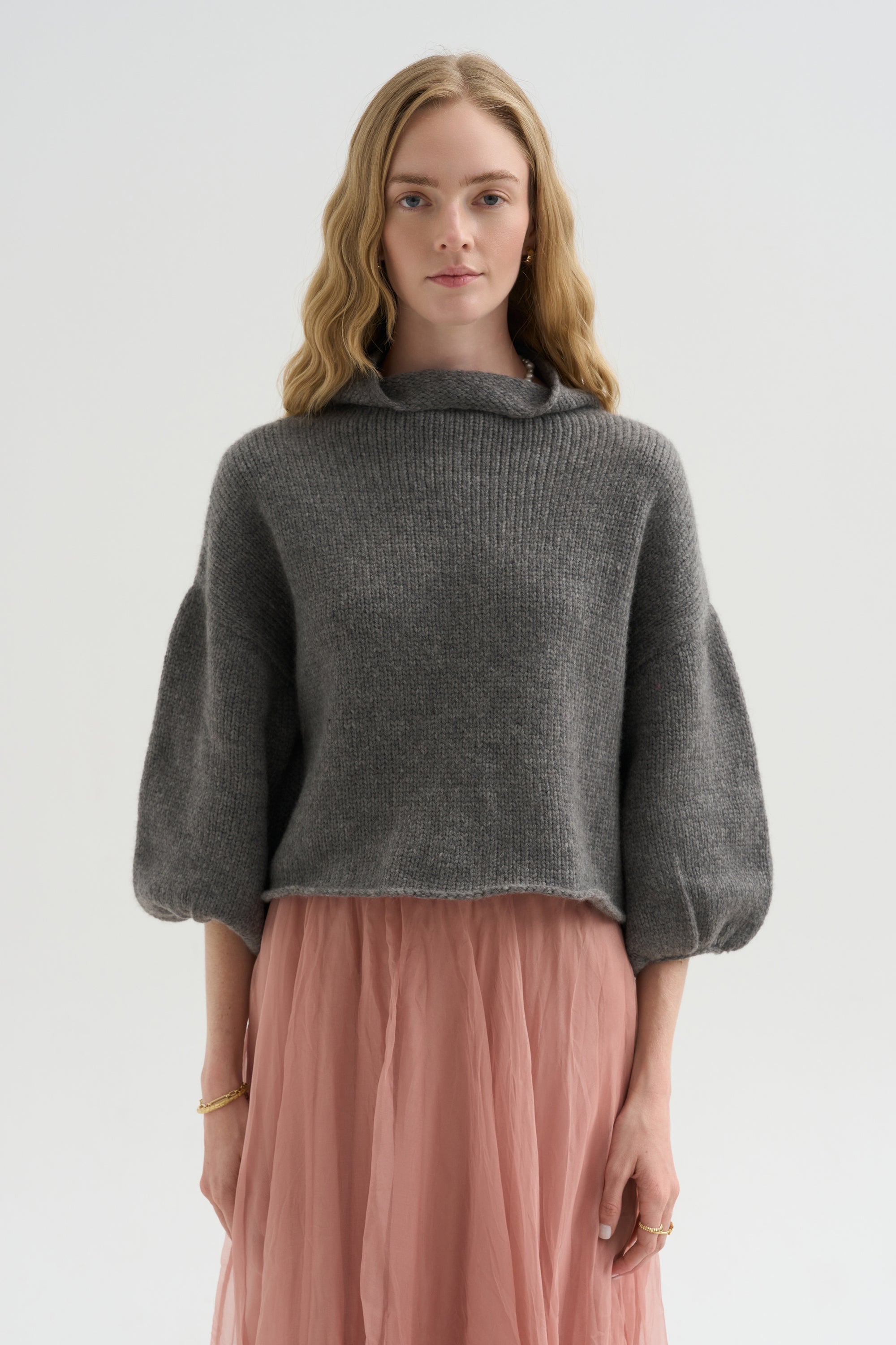 Cashmere Merino Sweater, Charcoal