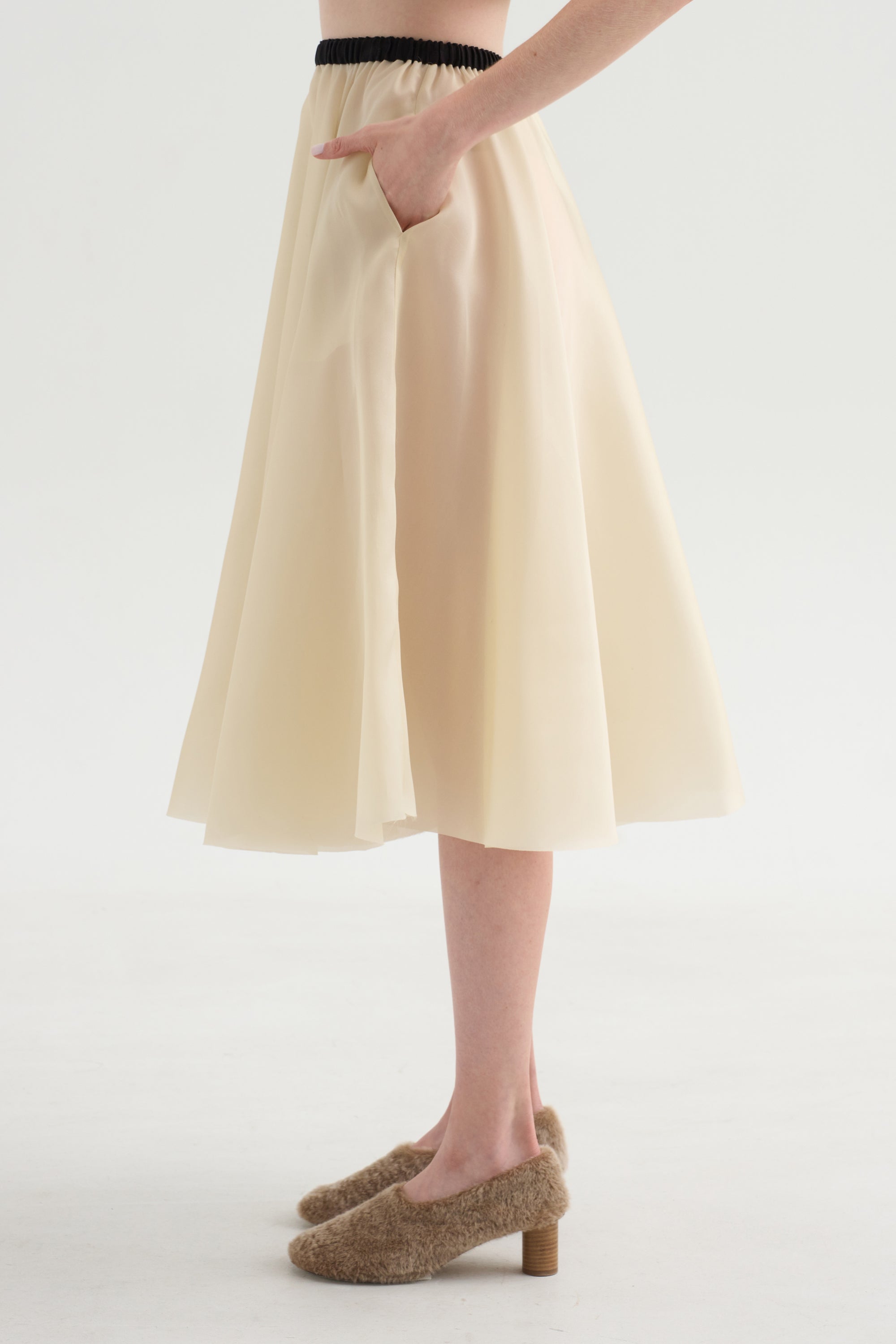 Satin Organza Skirt, Sand