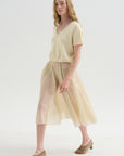 Satin Organza Skirt, Sand