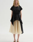 Satin Organza Top, Black