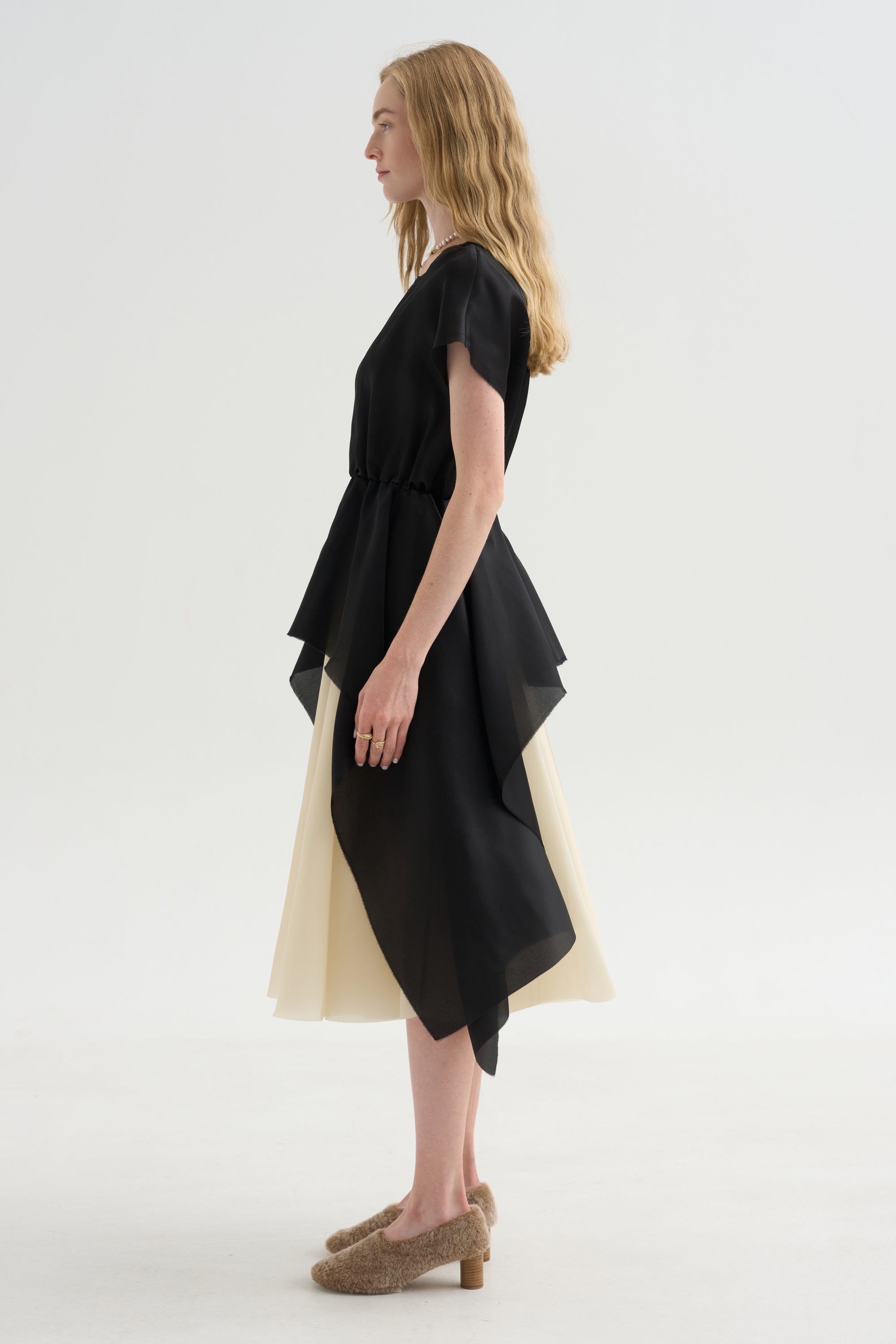 Satin Organza Top, Black