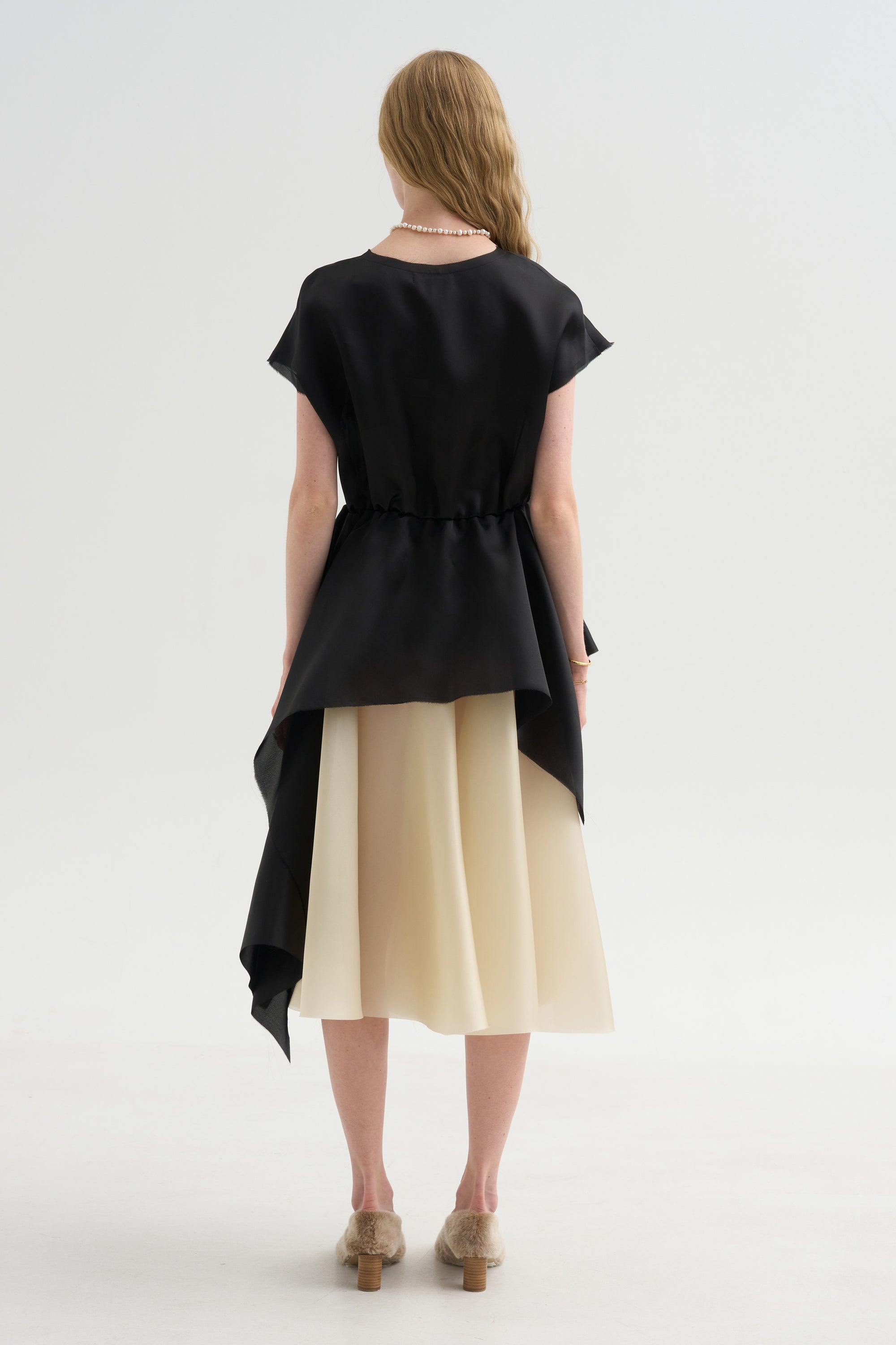 Satin Organza Top, Black
