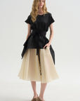 Satin Organza Top, Black