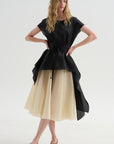 Satin Organza Top, Black