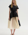 Satin Organza Top, Black