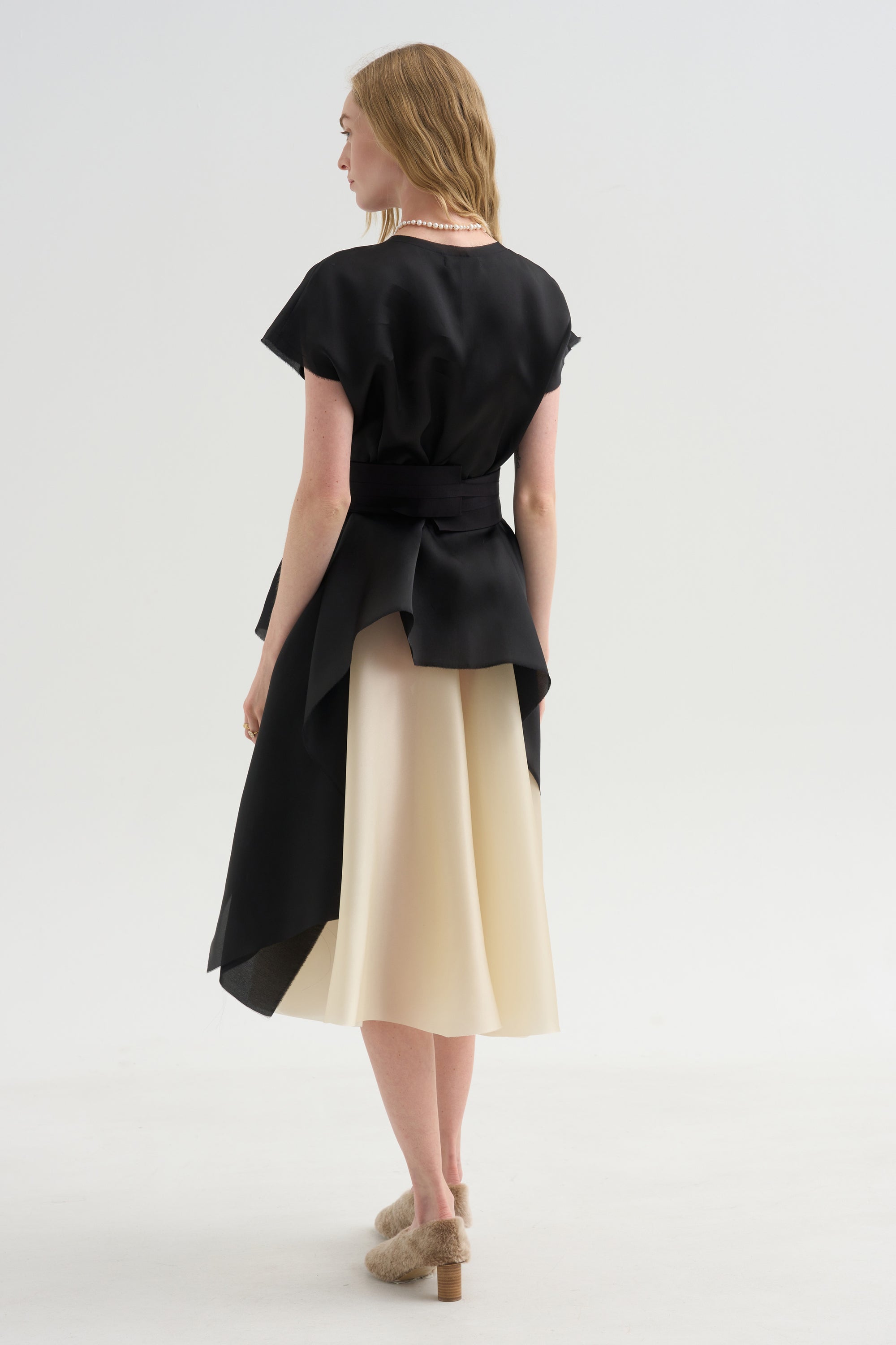 Satin Organza Top, Black