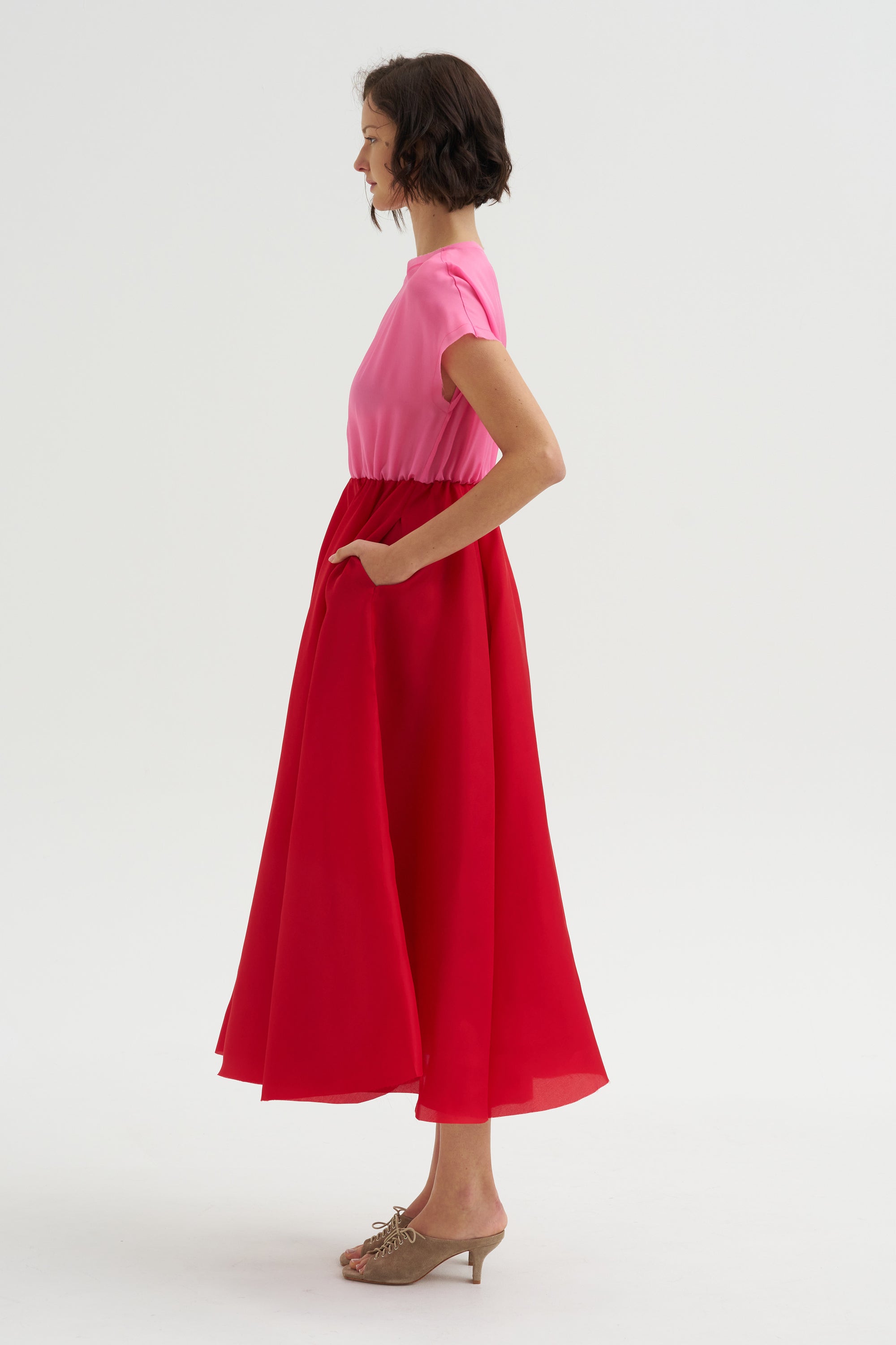 red silk organza dress Paulmi and Harsh Vermilion Red Silk Organza Dress Fabilicious Fashion