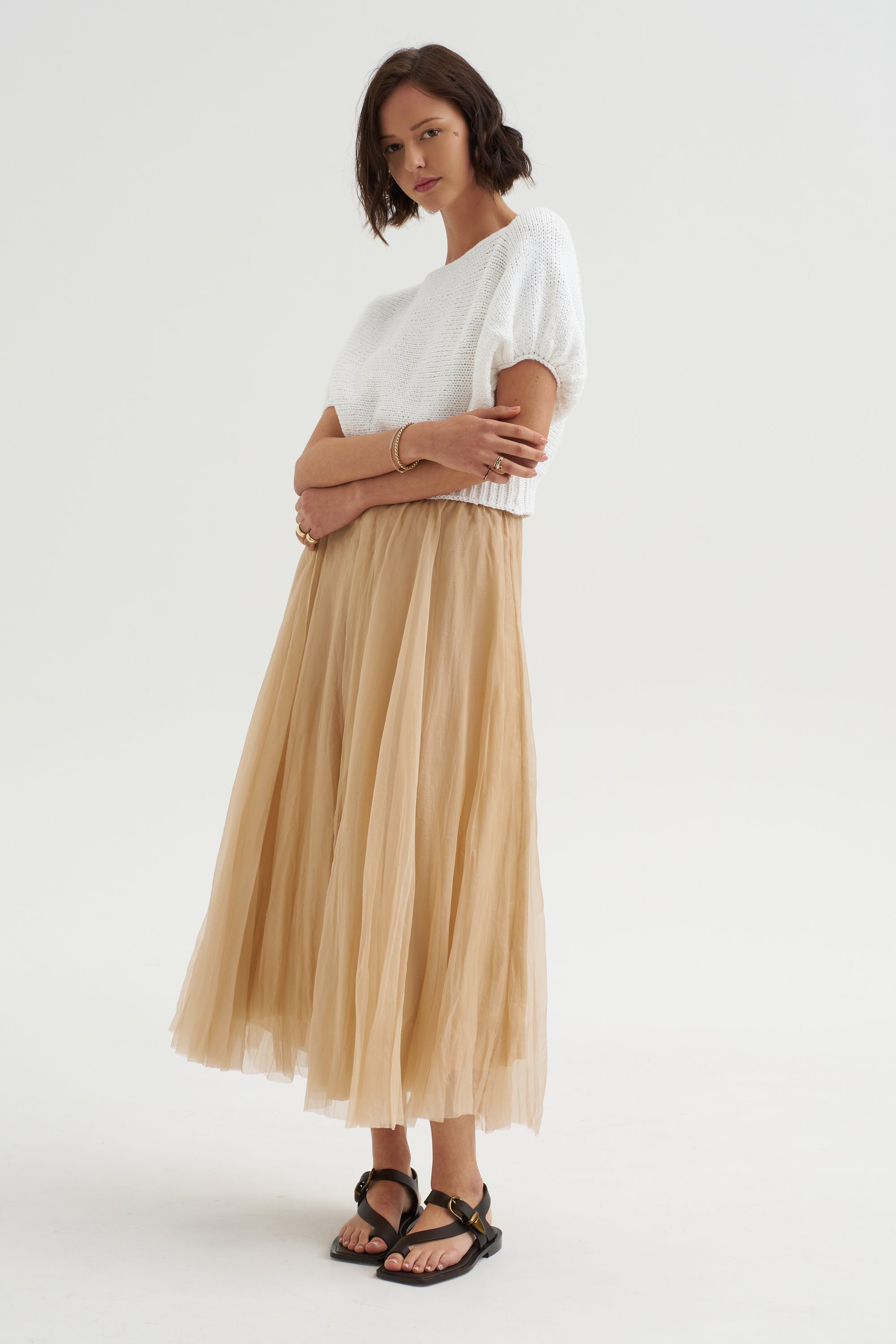 Heavy Cotton Knit Sweater, White