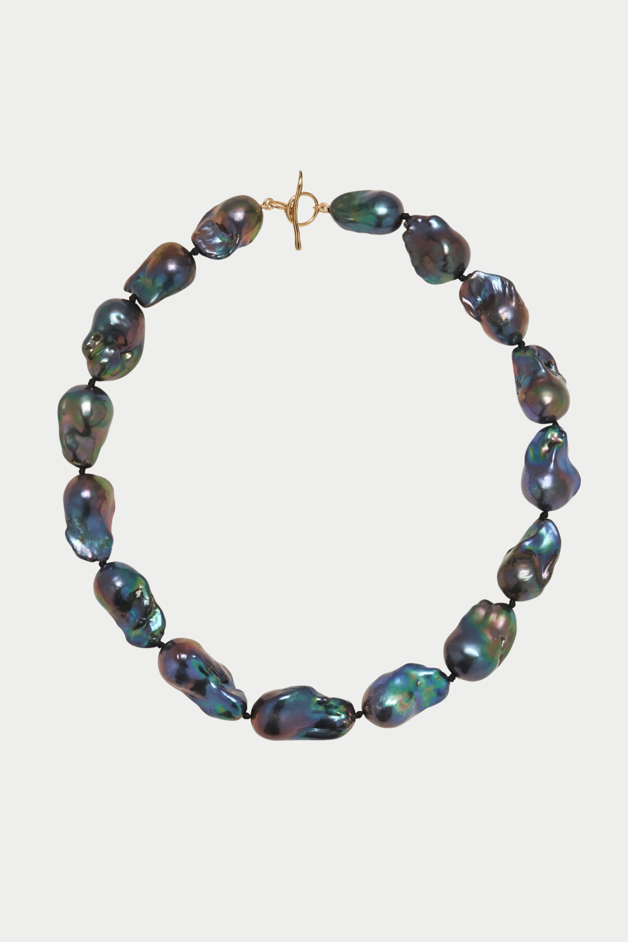 Large Peacock Baroque Pearl Necklace, Gold