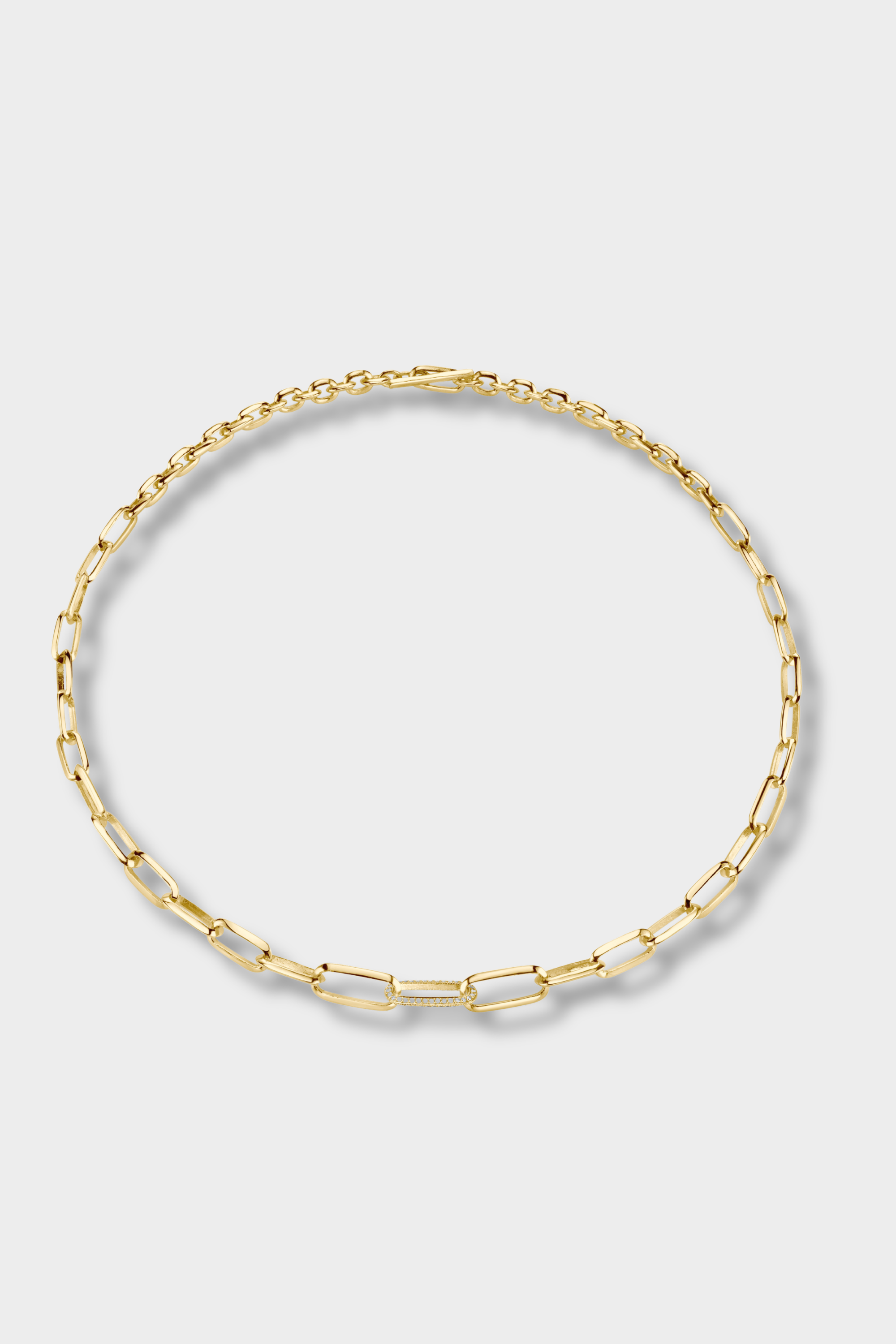 Graduated Choker with Pavé Center, Yellow Gold