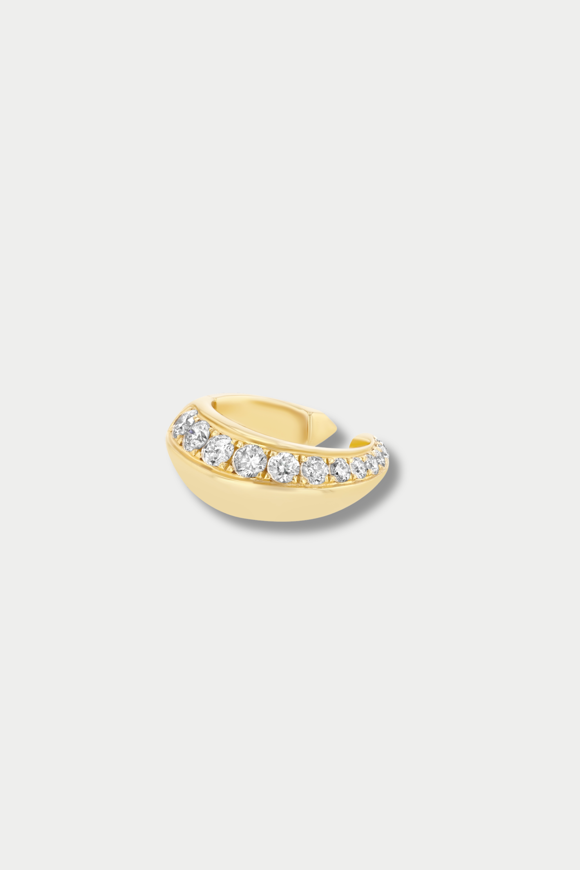 One Sided Pavé Crescent Ear Cuff, Yellow Gold